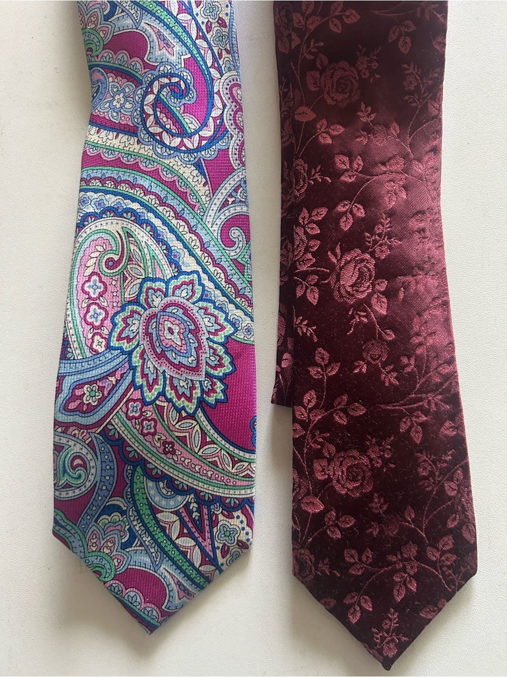 croft & barrow Magenta Paisley Tie and Burgundy Floral Tie